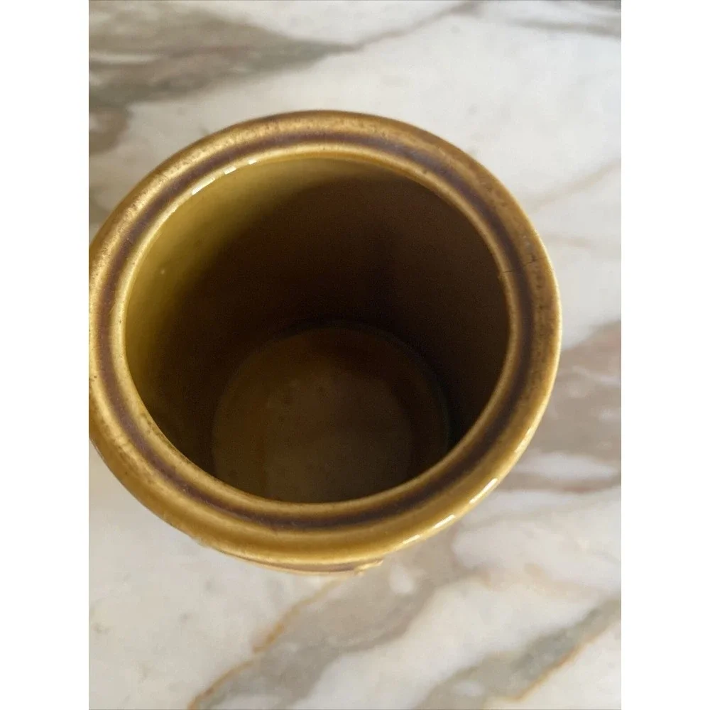 Vintage‎ Brown Stoneware Ketchup Jar With Embossed Design